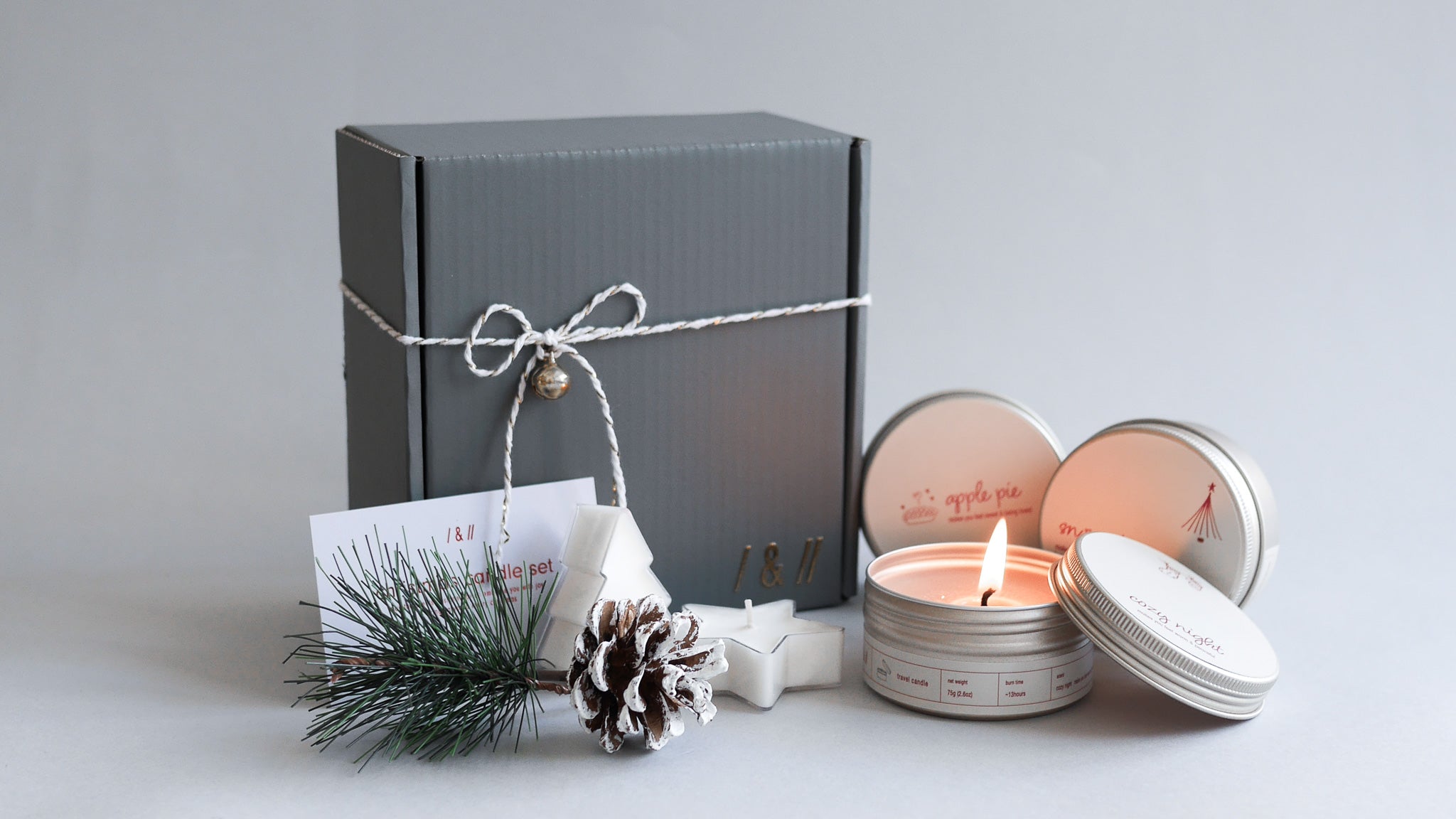 christmas travel candle set 75g x 3 / cozy night & apple pie & snowy tree  // x'mas series